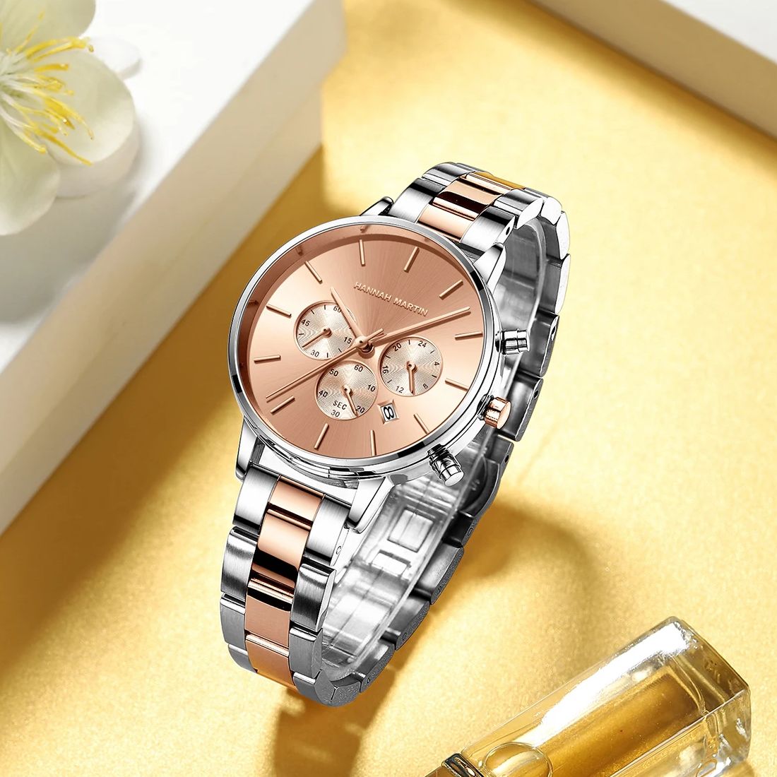 Anti-Magnetic Watch - ファッション女性腕時計シンプルなスタイル多機能ダイヤルカレンダーステンレス鋼防水高級クォーツトップレディース腕時計