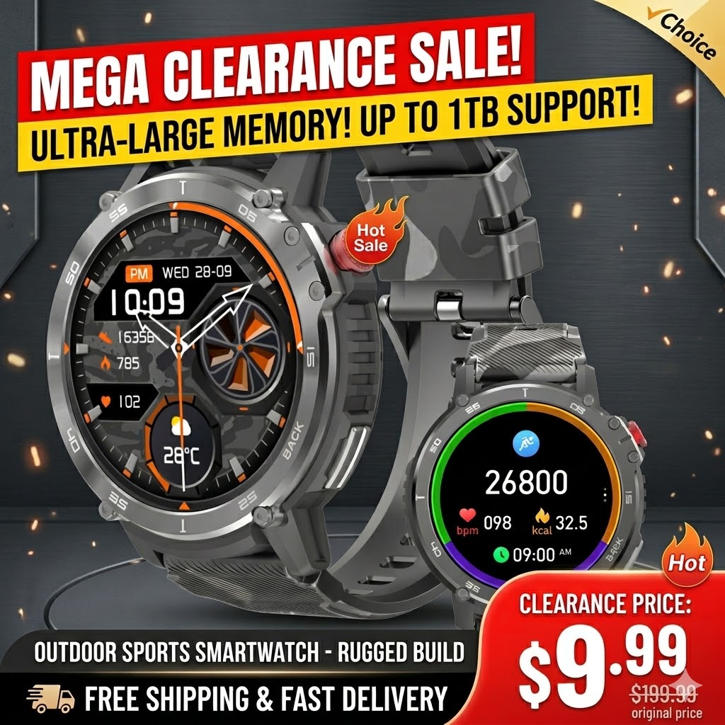 Smartwatch Online Watches For Men - メガクリアランスセール！！ 高品質スマートウォッチ アウトドアスポーツ用 オフライン音楽再生機能付き 24時間健康データ追跡 父親へのプレゼント