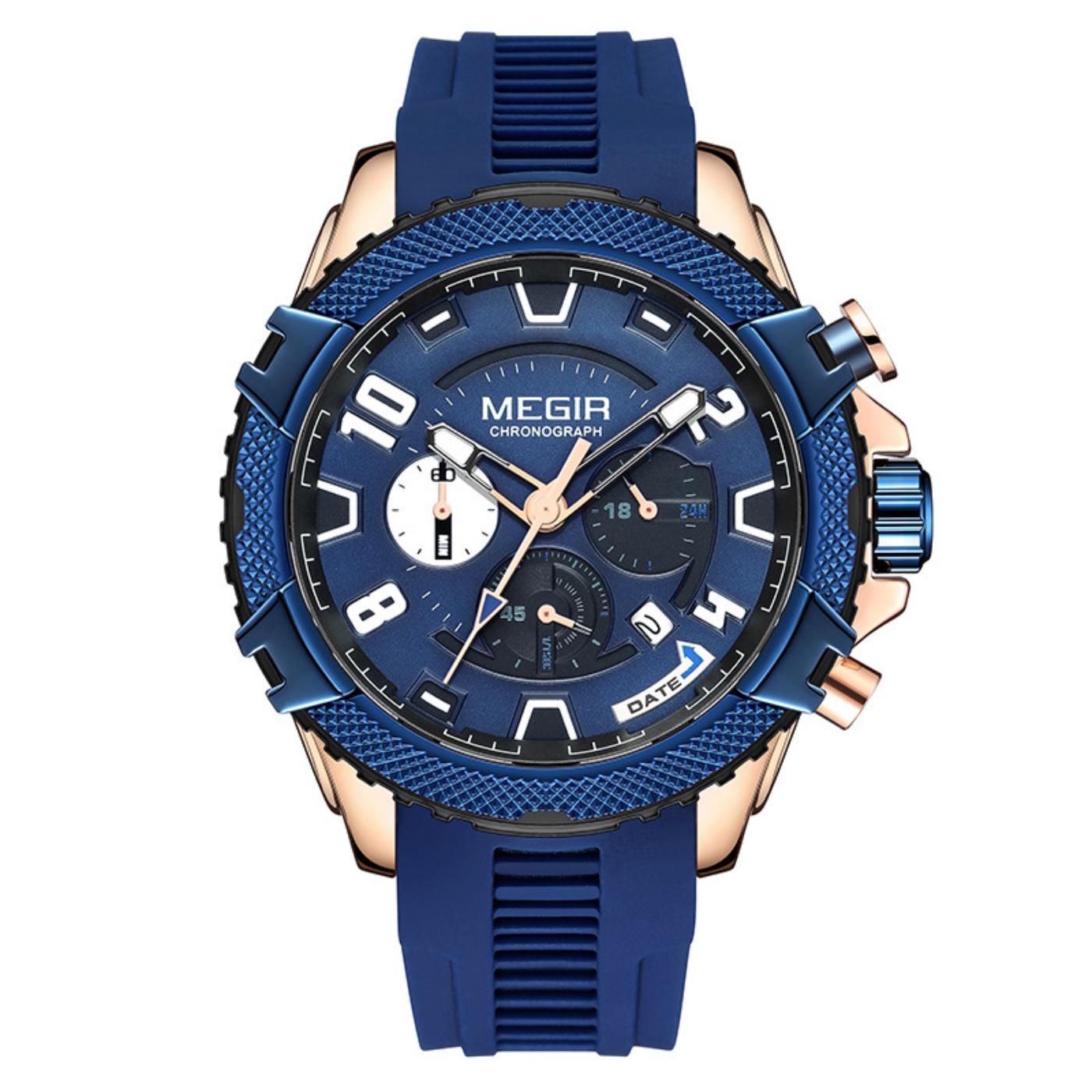 Chronograph Sport Watch - MEGIR 48MM ダイヤル クロノグラフ メンズ クォーツ時計