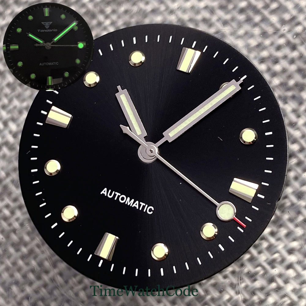 Luminous Dial Face - ブラックウォッチダイヤルフェイス 29mm アクセサリー 夜光針 NH35 NH36