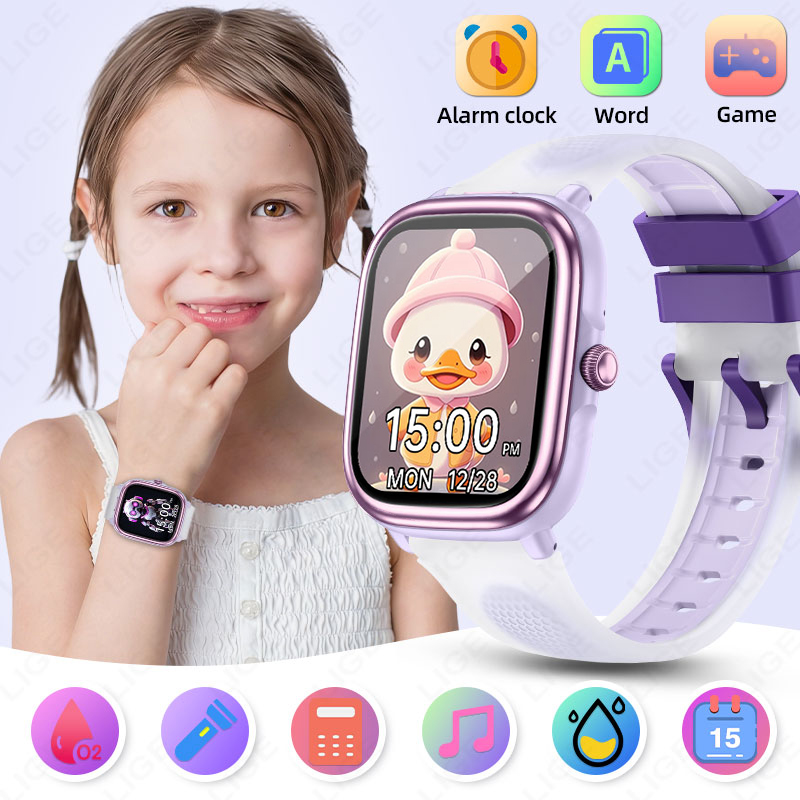Smartwatch Watches For Boys - LIGE キッズスマートウォッチ 1.83 インチ心拍数睡眠モニタースポーツスマートウォッチ音楽ゲーム目覚まし時計子供用腕時計男の子女の子ギフト