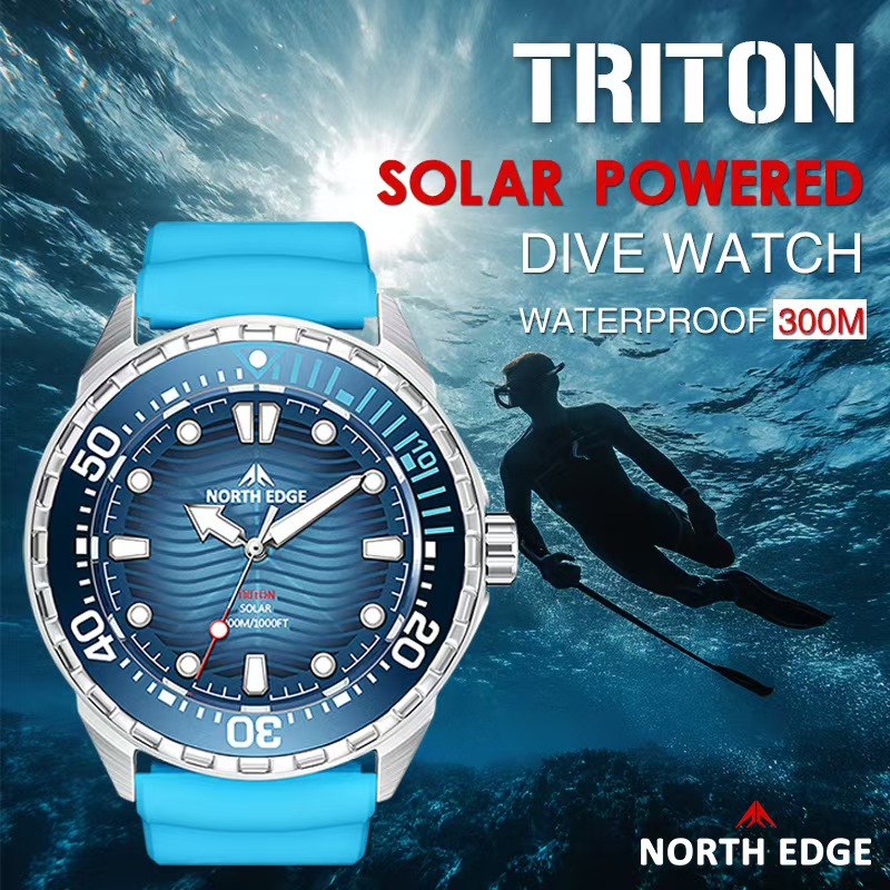 Smartwatch Ring Watches - ステンレススチールダイビングウォッチ太陽エネルギー駆動クォーツ時計屋外防水長いバッテリー寿命回転可能なクロノグラフリング