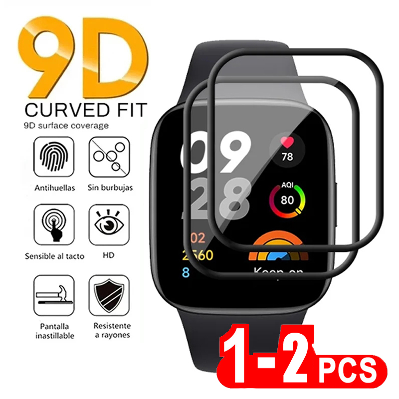Smartwatch Watches Xiaomi - Redmi Watch 3 Active用強化ガラス,9Dクリア,傷防止,フルフィルムカバー,スクリーンプロテクター,スマートウォッチアクセサリー,2個