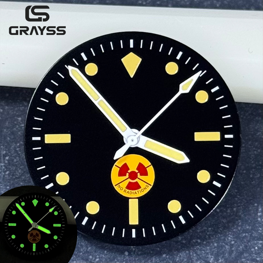 Luminous Dial Face - 無放射線フィット 50 ファゾム 28.5mm 時計文字盤アクセサリー用 発光ホワイトハンドフィット