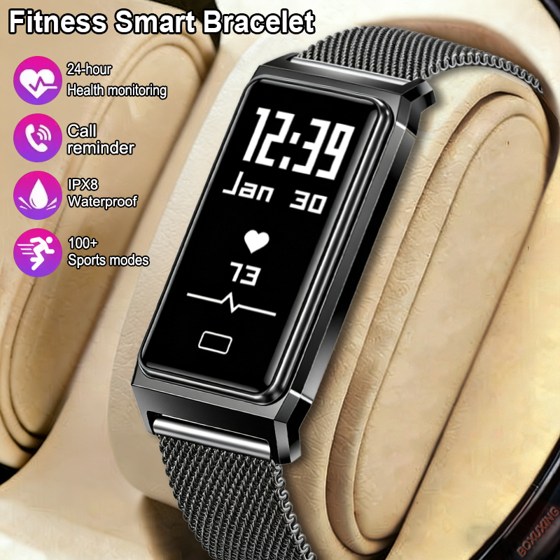Smartwatch Square Watches For Men - 新しい男性女性フィットネストラッカースマートブレスレット心拍数睡眠モニター健康スマートバンド防水スポーツ歩数計スマートウォッチ