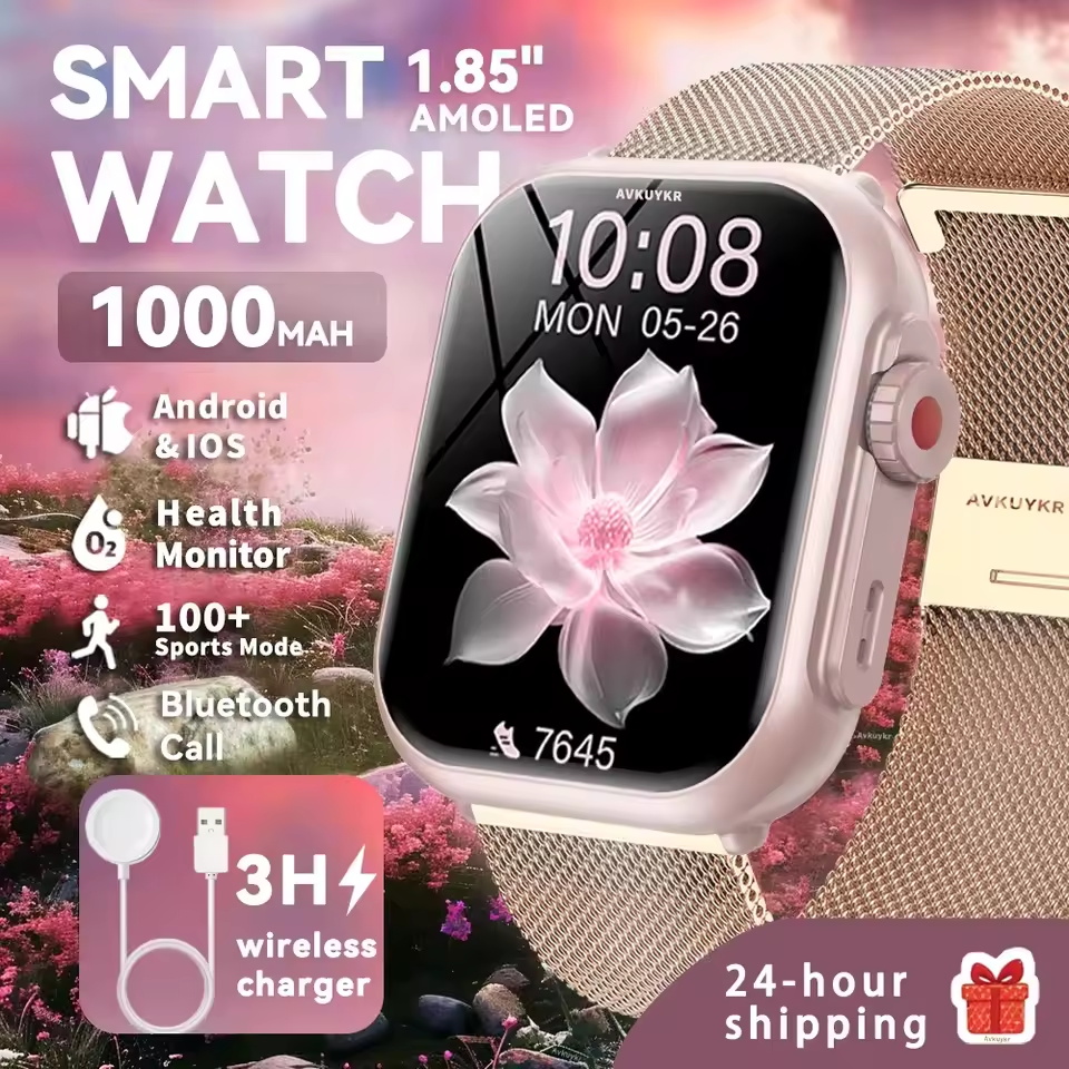Smartwatch Ladies Watches Branded - 2026年ファッション女性用腕時計Ultra2 SEスマートウォッチ1000mAh 1.85インチAMOLEDフルタッチスクリーンHD通話スマートウォッチAndroid IOS対応レディース向け