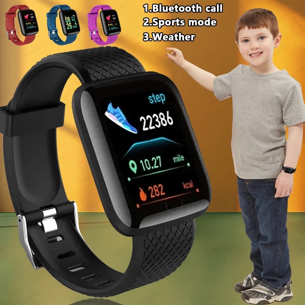 Smartwatch Digital Watches For Kids - 2024 新多機能スマートウォッチ子供男性女性メッセージリマインド音楽制御スポーツステップカロリー 116 スマートウォッチ目覚まし時計