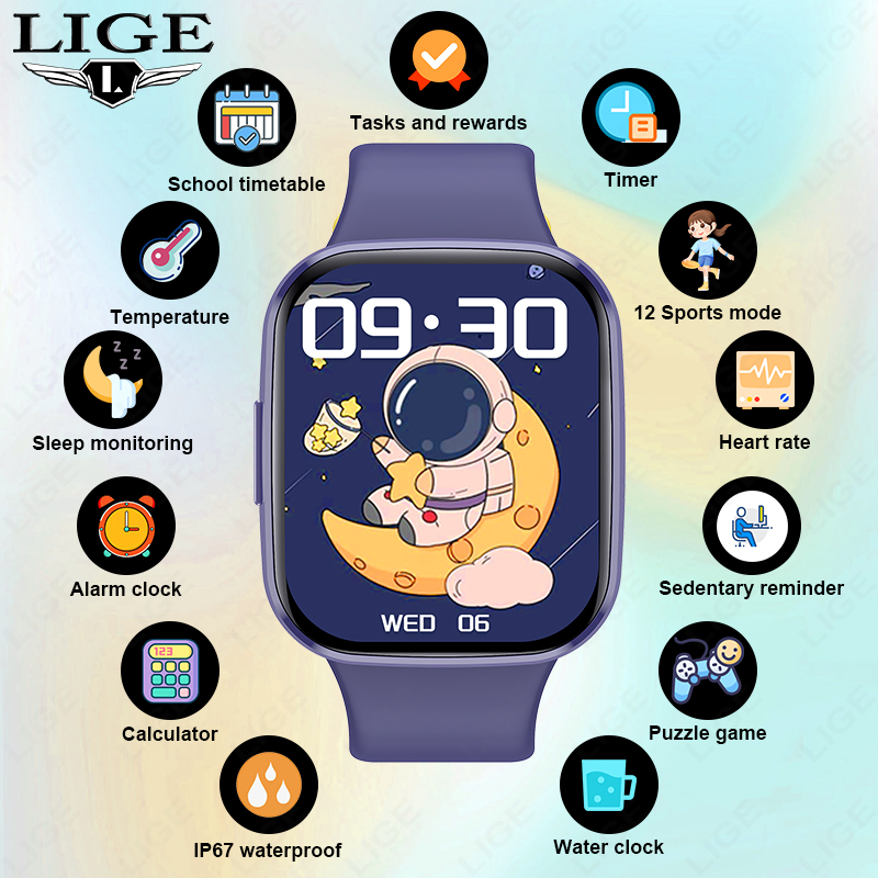 Smartwatch Digital Watches For Girls - Lige 子供スマートウォッチ女性フィットネススマートウォッチトラッカースポーツ心拍数モニター腕時計少年少女子供スマートウォッチ子供