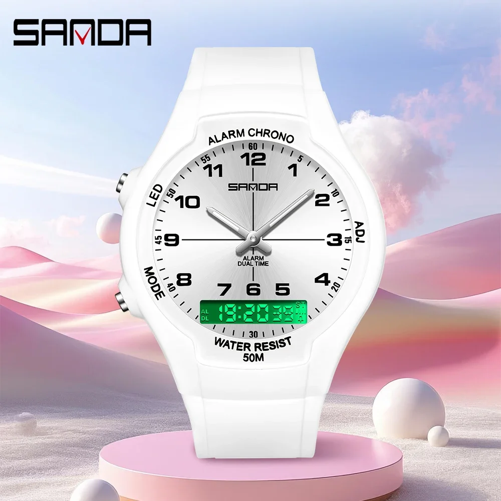Chronograph Sport Watch - SANDA 新しい 6320 ライト高級ファッショナブルな学生クォーツ時計防水シンプルな気質カジュアル電子女性用腕時計