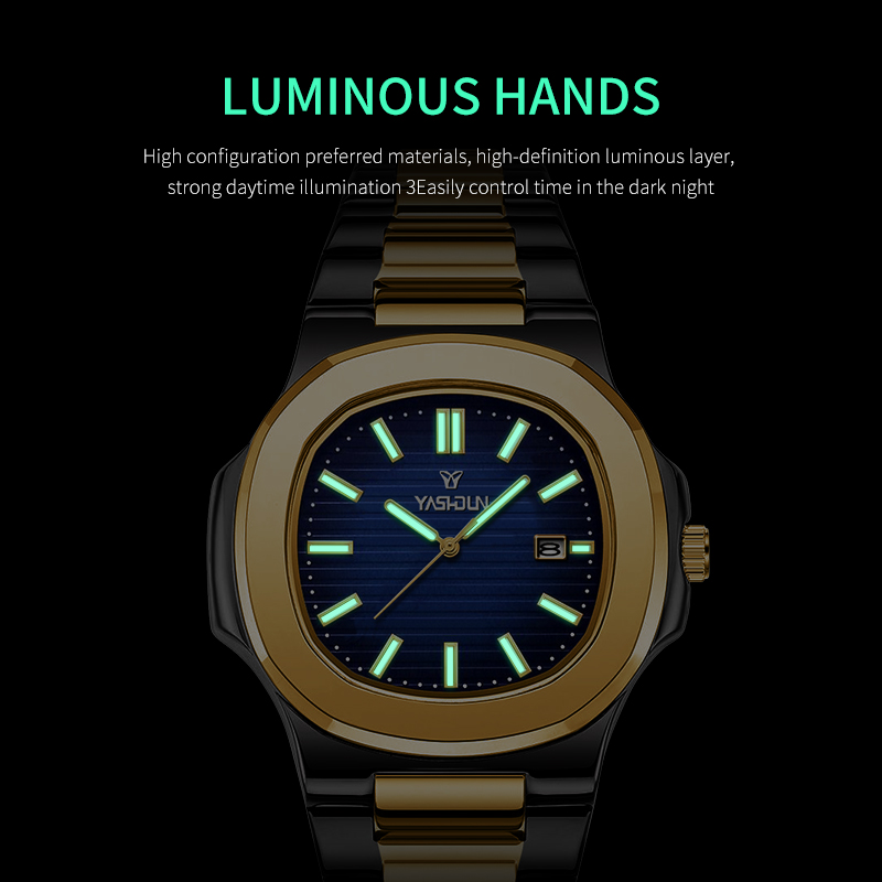 ファッションスクエアクォーツメンズ腕時計防水夜光日付表示ステ - Smartwatch Square Watches For Men のレビューと価格