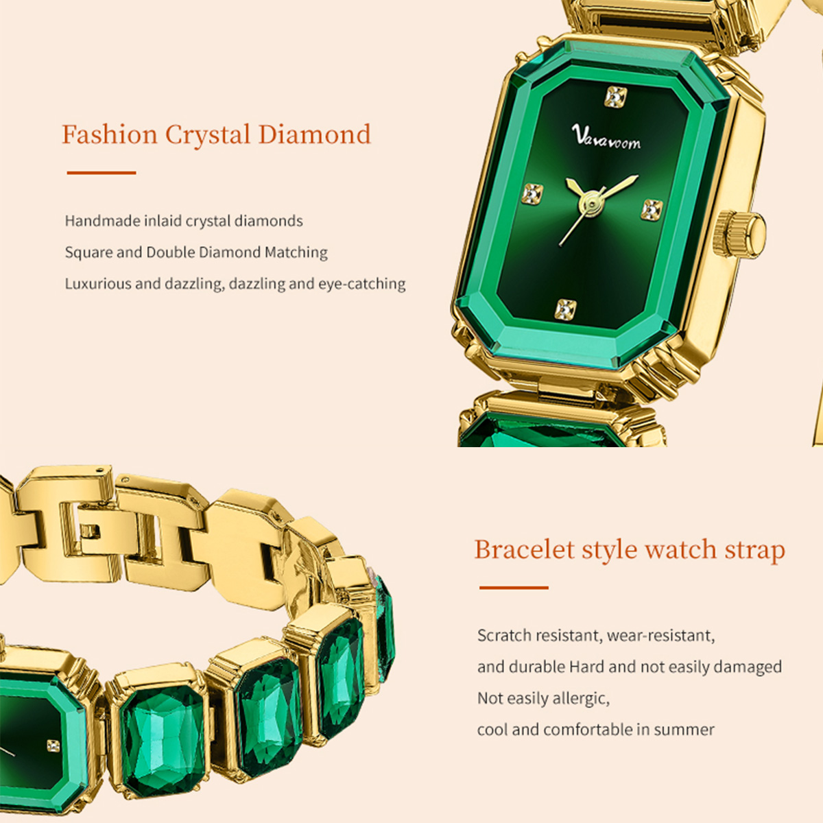2025 新しい女性の腕時計高級ダイヤモンドスクエアクォーツ - Anti-Magnetic Watch のレビューと価格