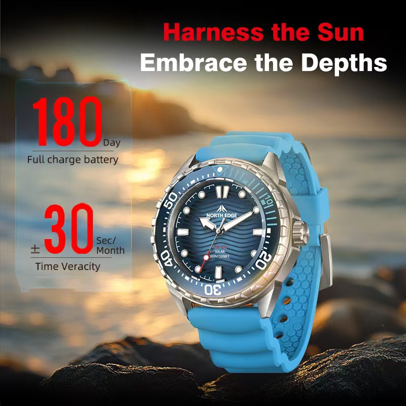 ステンレススチールダイビングウォッチ太陽エネルギー駆動クォー - Smartwatch Ring Watches のレビューと価格
