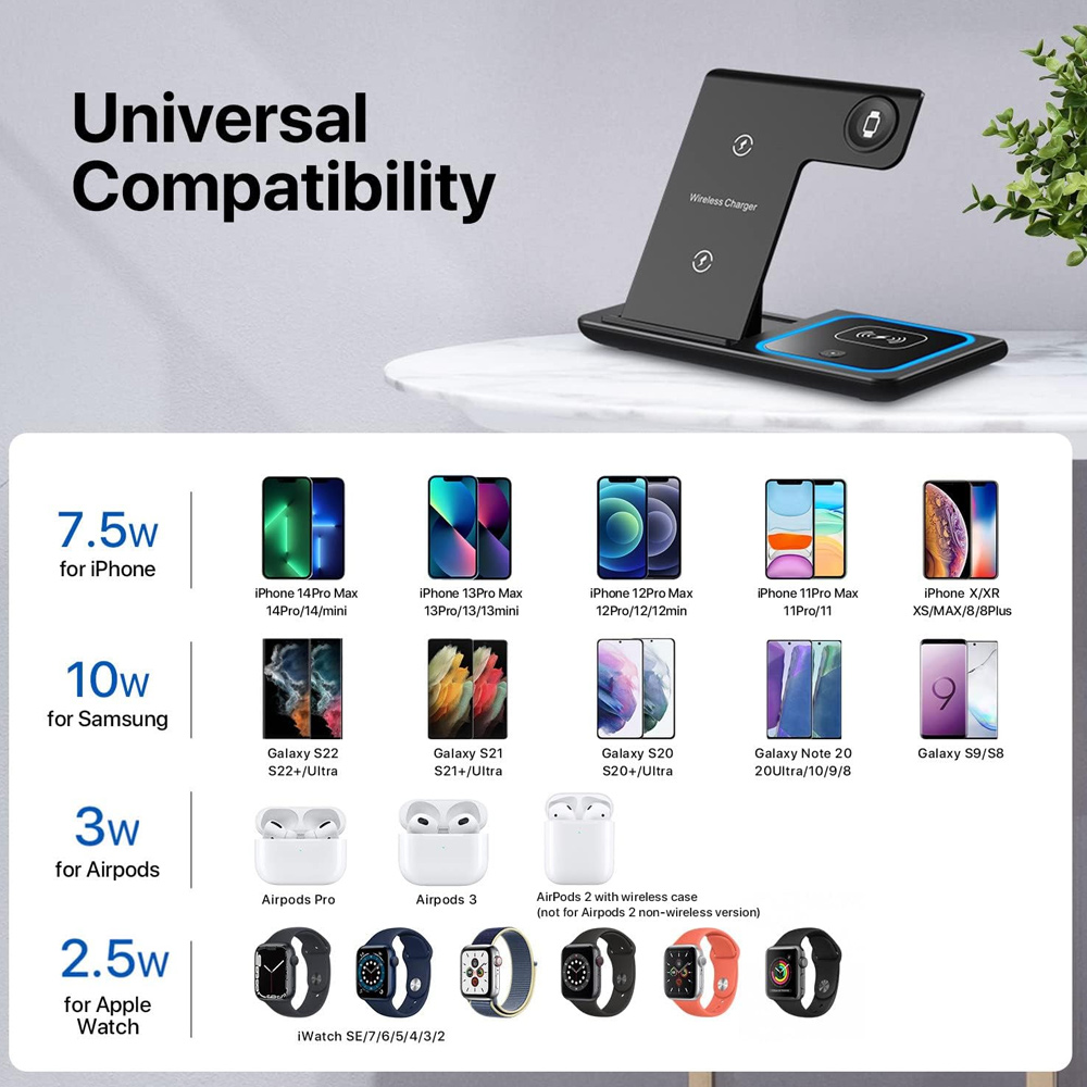 ワイヤレス充電器ホルダー スタンド 3 in 1 折りたたみ - Smartwatch Watches Xiaomi のレビューと価格