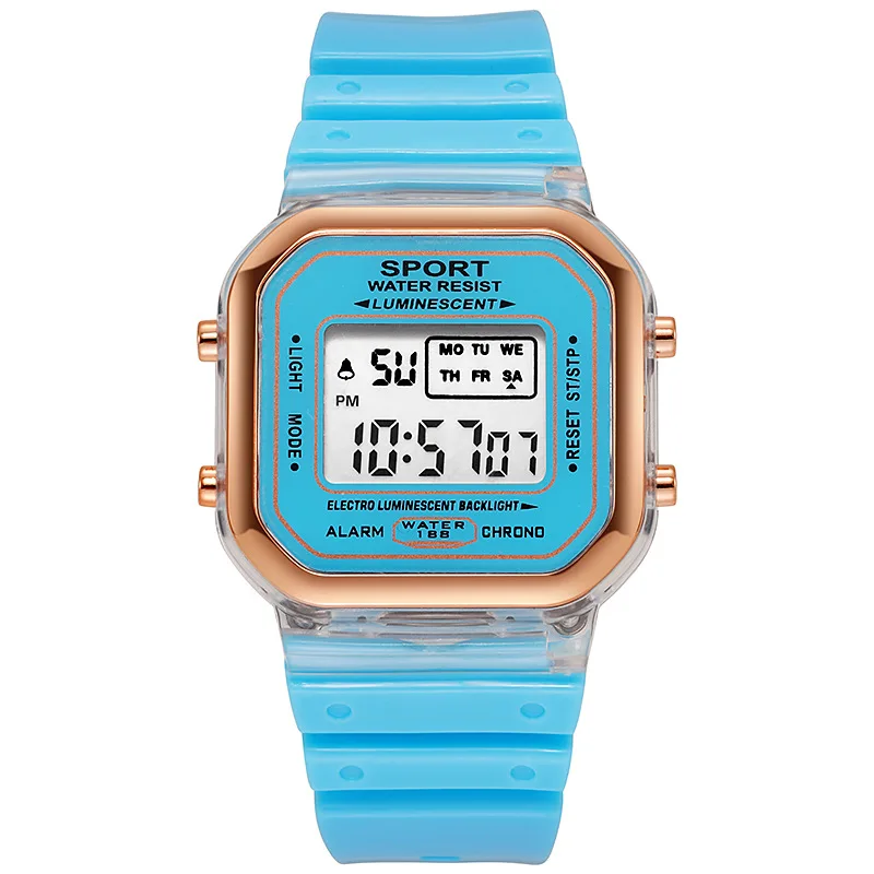 ファッションブランド学生透明電子時計キャンディーマルチカラー - Chronograph Sport Watch のレビューと価格