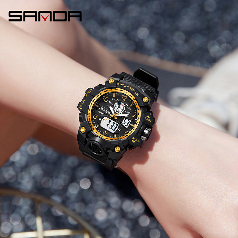 女性のための電気LED多機能時計、砂ブランド、軍隊のスポーツ - Chronograph Sport Watch のレビューと価格