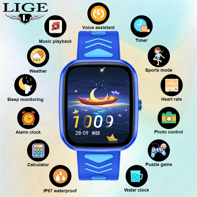 LIGE キッズスマートウォッチ ゲーム 防水 電子機器 タ - Smartwatch Watches For Boys のレビューと価格