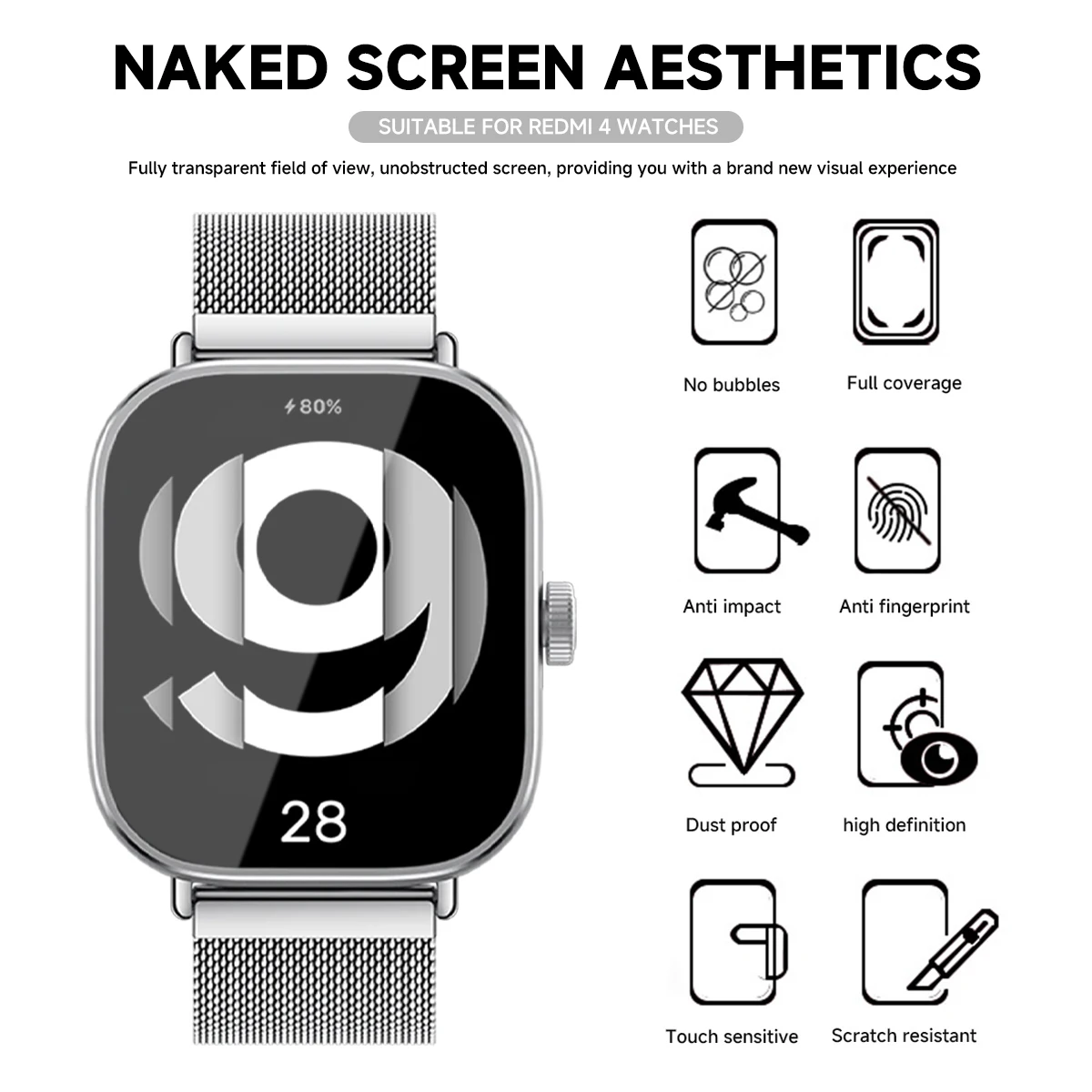 Xiaomi Redmi Watch 5および4用の強化ガラ - Smartwatch Watches Xiaomi のレビューと価格