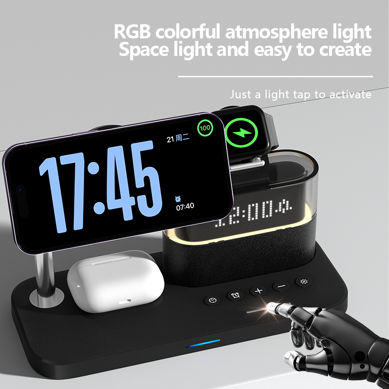 多機能ワイヤレス充電器スタンドパッド RGB ライト目覚まし - Smartwatch Watches Xiaomi のレビューと価格