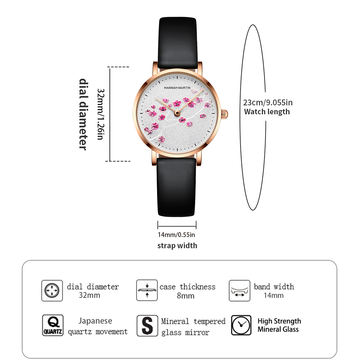 ハンナ・マーティン レディース腕時計 1324 梅の花彫刻  - Anti-Magnetic Watch のレビューと価格