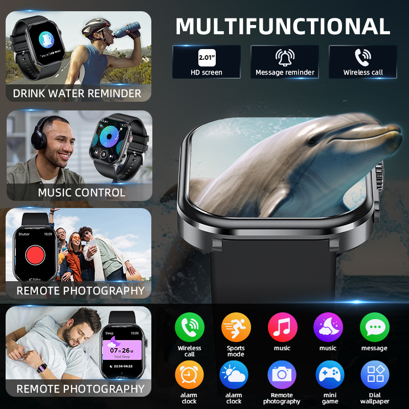 LIGE 女性スマートウォッチ 2.01 インチ IP68  - Smartwatch Square Watches For Men のレビューと価格