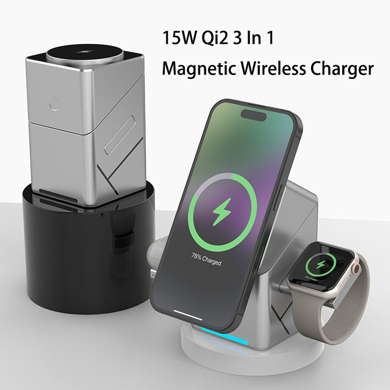 15Wタッチ回転式磁気多機能3in1ワイヤレス充電器 iPh - Smartwatch Watches Xiaomi のレビューと価格