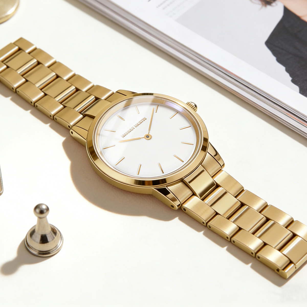 レディース腕時計ローズゴールドステンレス鋼日本ムーブメントク - Anti-Magnetic Watch のレビューと価格